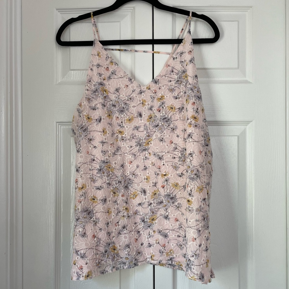 LOFT Blush Pink Floral V-Neck Tank